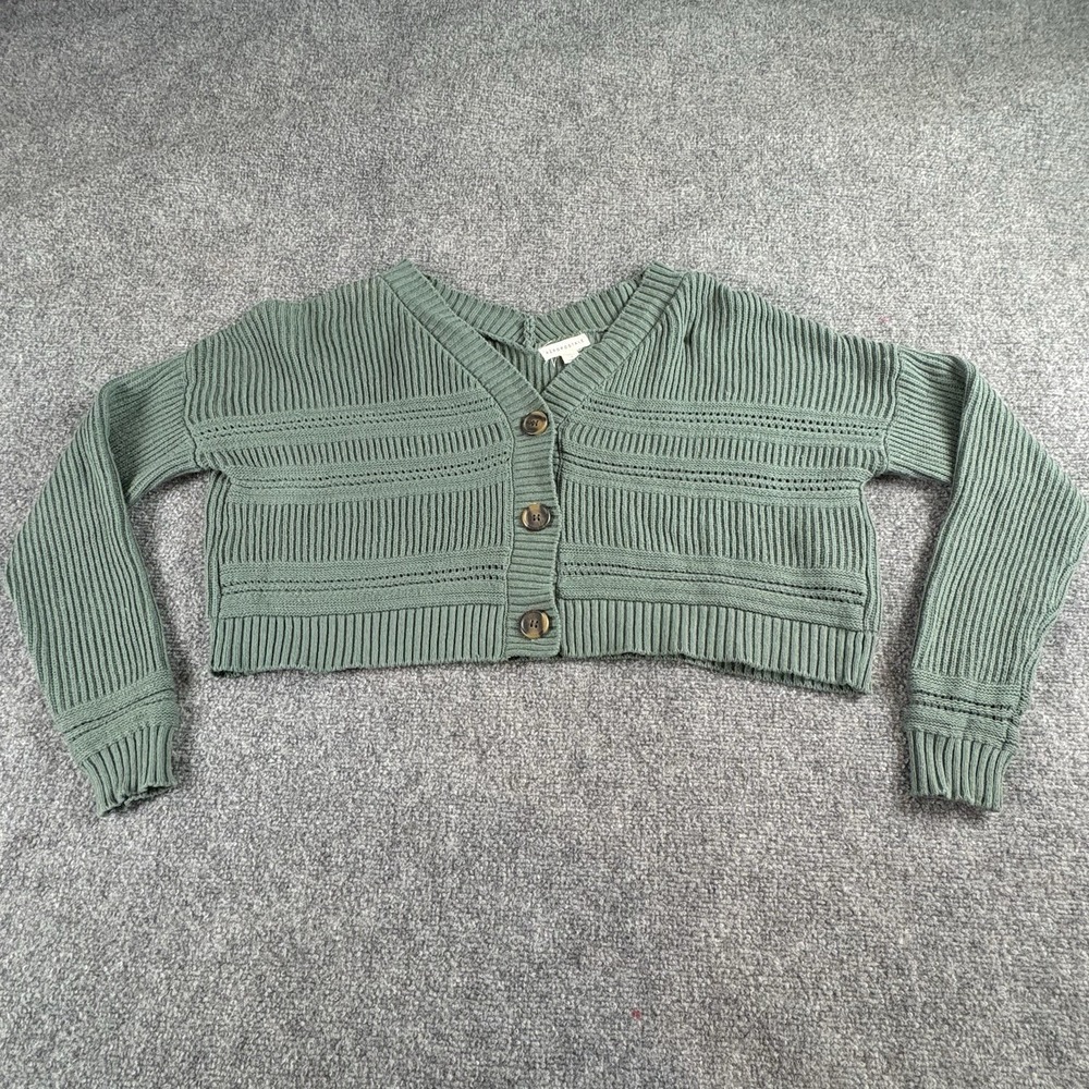 Aeropostale Cardigan Women S Green Crop Button Cottagecore Fairy Preppy Y2K